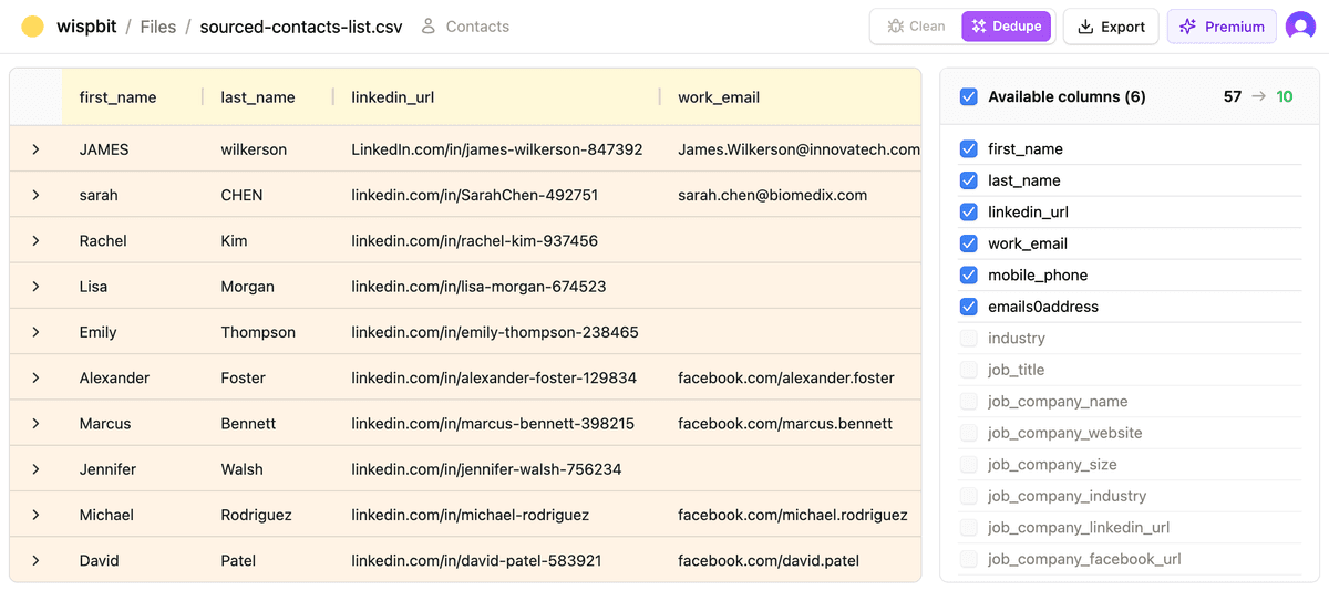 Deduplication interface - Step 1