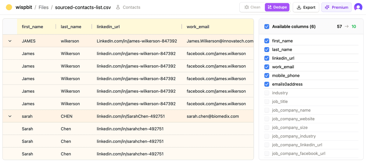 Deduplication interface - Step 2